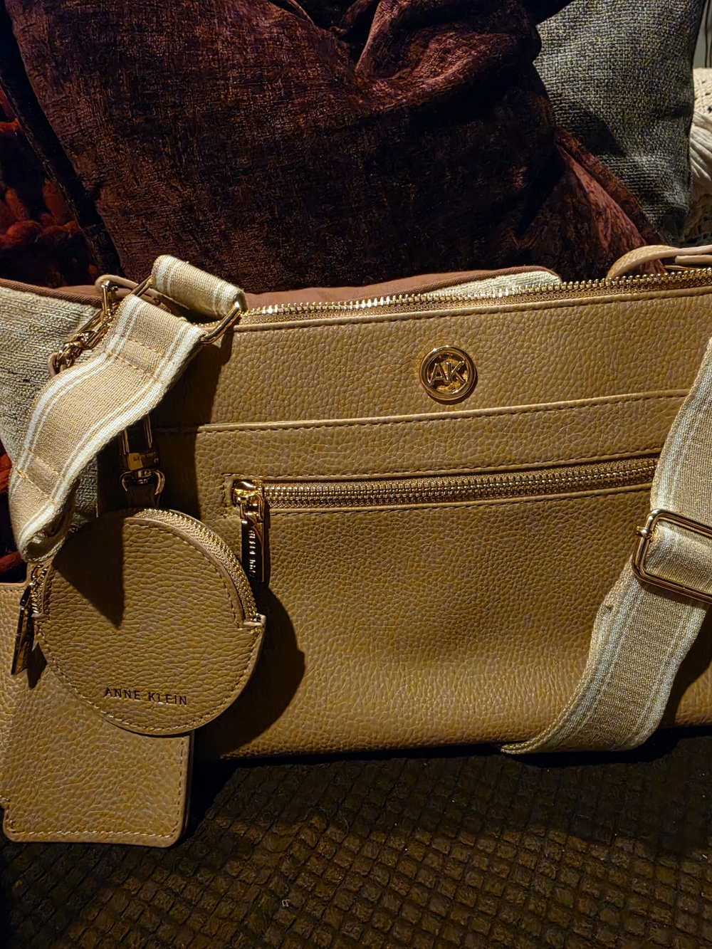 Anne Klein Tan Crossbody Bag with Removable Coin Pouch